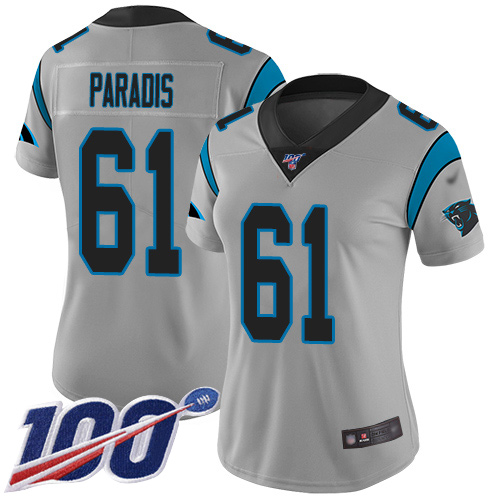 Carolina Panthers Limited Silver Women Matt Paradis Jersey NFL Football 61 100th Season Inverted Legend
